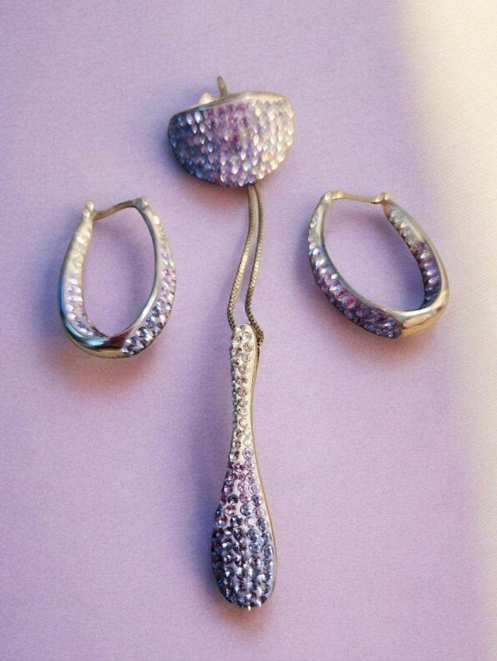 Silver & Swarvarski Crystal Set Ring , Necklace,& Earring Set No Offers Firm